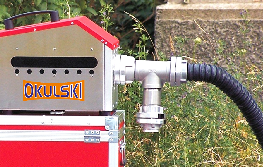 Zadymiarka do rur kanalizacyjnych pomaga wykryć nieszczelności instalacji wodno-kanalizacyjnej, element metody WUKO, fog smoker